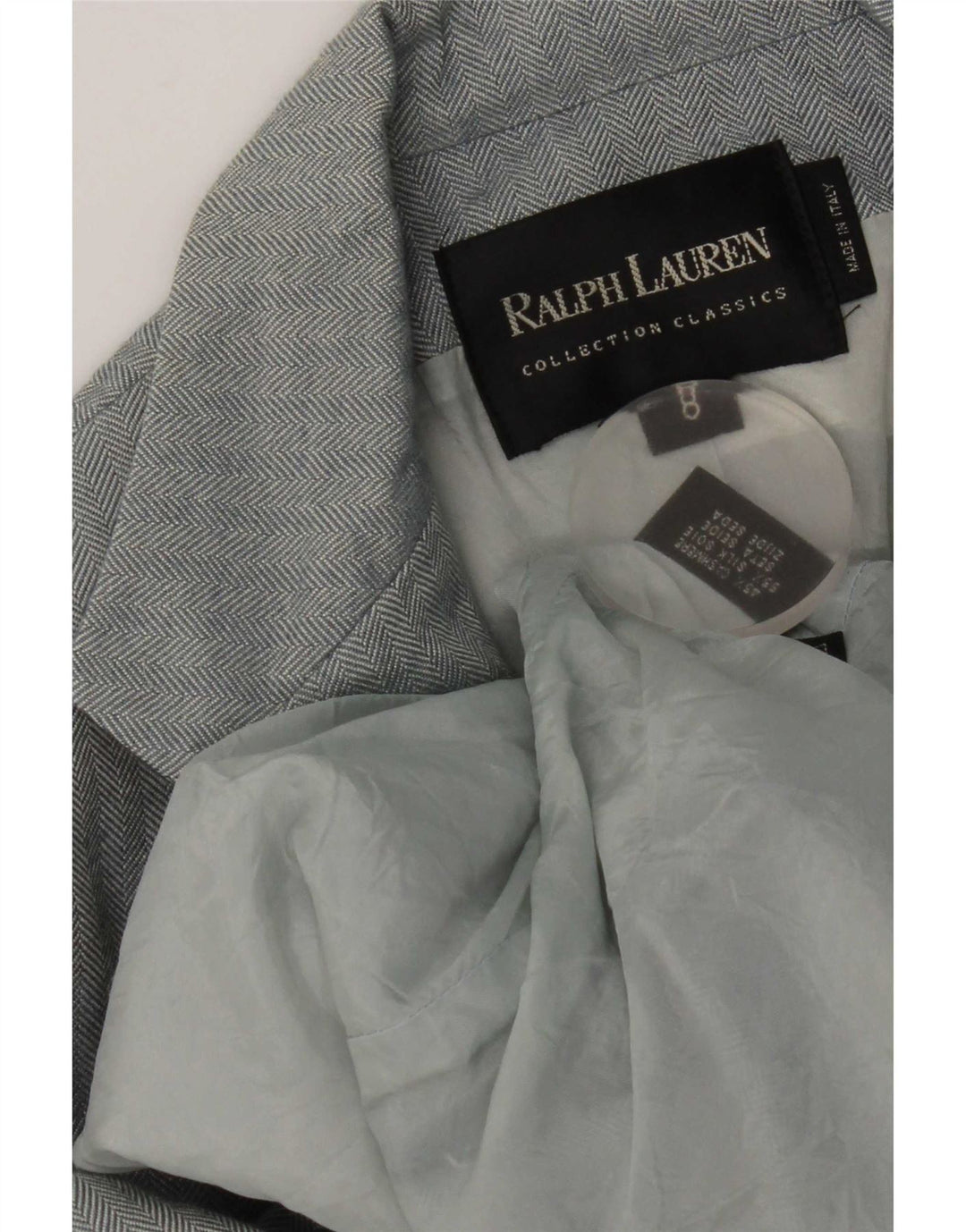 Damska marynarka zapinana na 3 guziki Ralph Lauren US 8 w kolorze średnioniebieskim w jodełkę