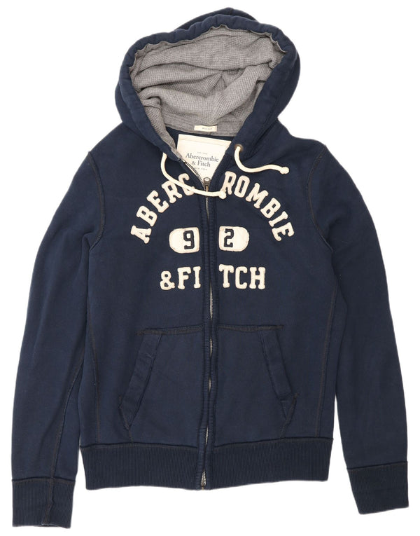 Męski sweter z kapturem i zamkiem błyskawicznym Abercrombie & Fitch, 2XL, granatowy, bawełniany