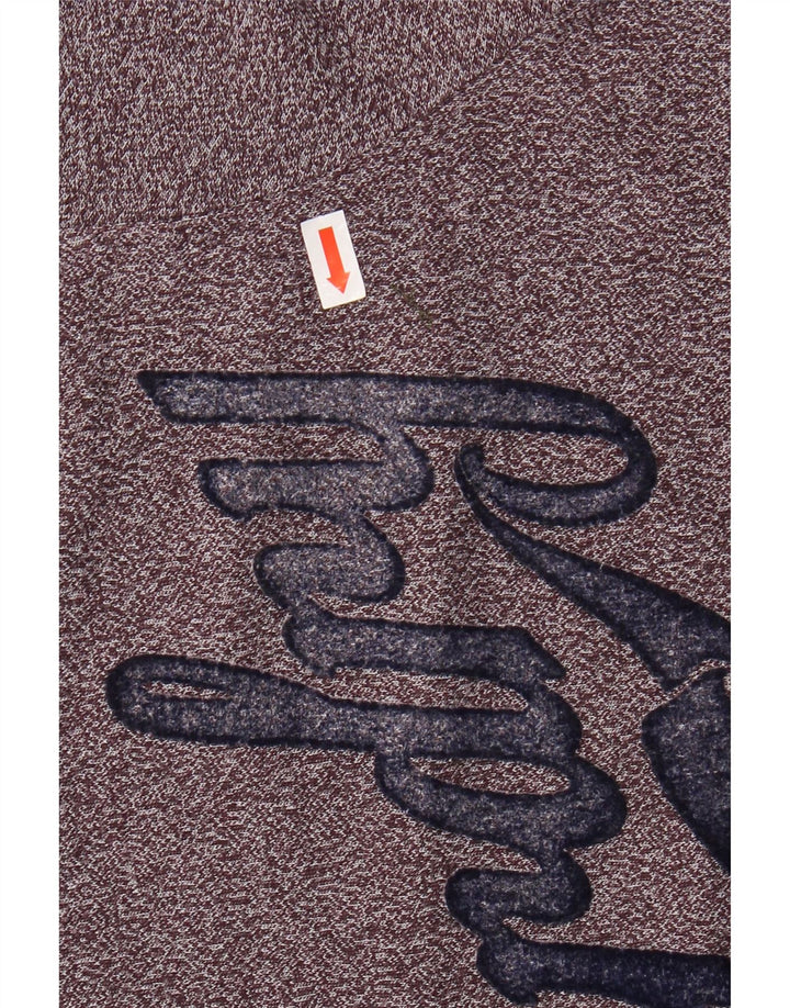 SUPERDRY Męski T-shirt z grafiką, duży, bordowy, nakrapiany bawełniany