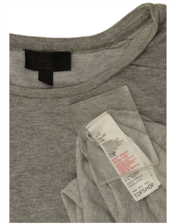 Topshop damski top oversize z długim rękawem UK 12, średnioszara wiskoza