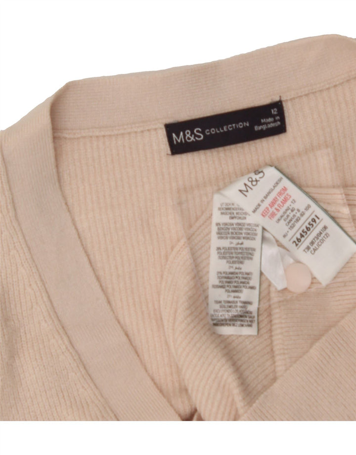 MARKS & SPENCER Womens Cardigan Sweater UK 12 Medium Beige Viscose Vintage Marks & Spencer and Second-Hand Marks & Spencer from Messina Hembry 