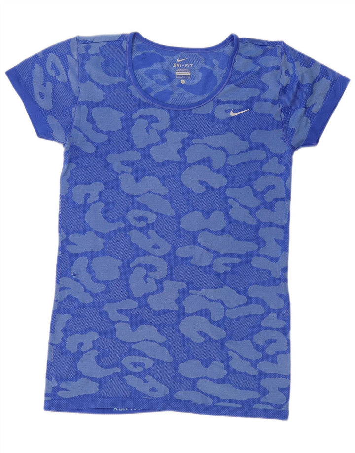 Damska koszulka NIKE Dri Fit Top UK 10, mały, niebieski kamuflaż