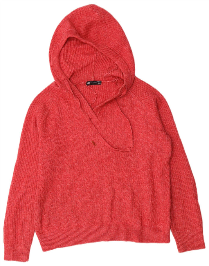 Damski sweter oversize Marks & Spencer z kapturem, UK 14, średni czerwony