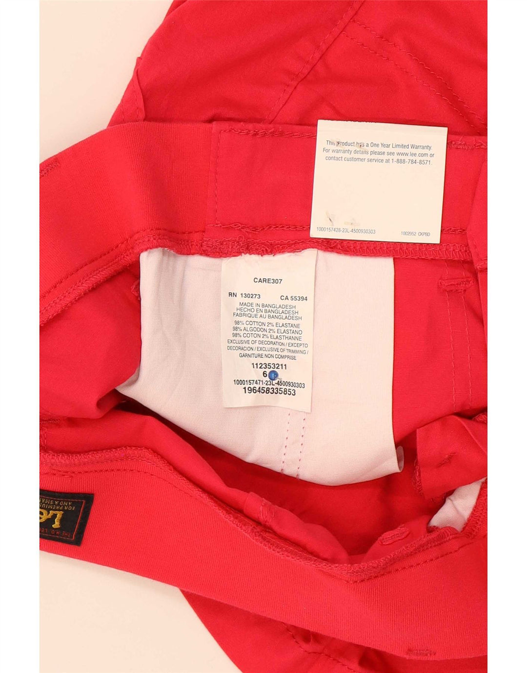 Damskie spodenki Chino Lee US 6 Medium W30 Czerwone bawełniane