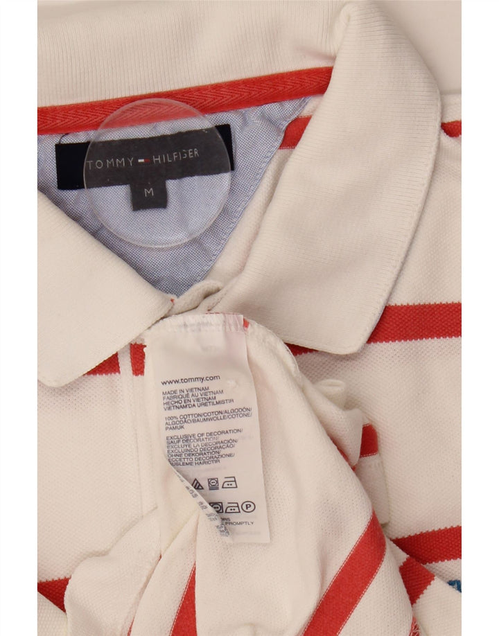 Męska koszulka polo Tommy Hilfiger, bawełniana w średnie białe paski
