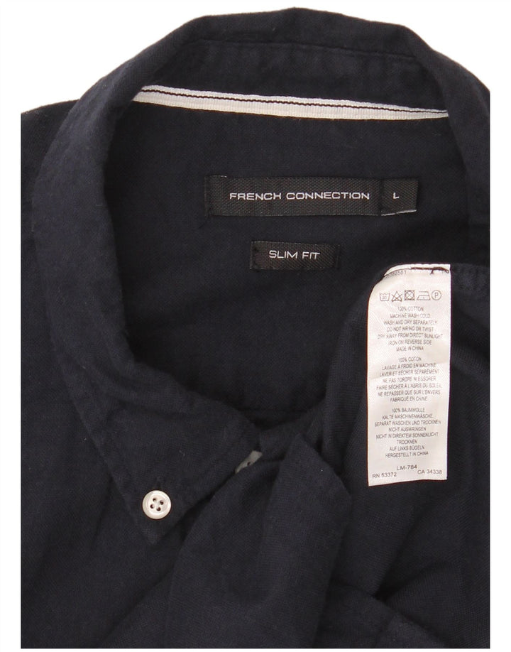 Koszula męska slim fit FRENCH CONNECTION, duża, bawełniana w kolorze granatowym