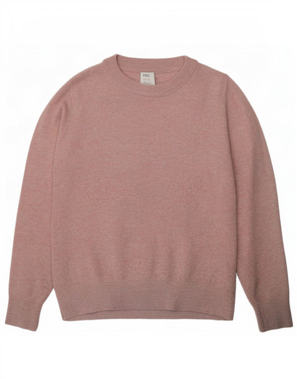 Marks & Spencer Damski sweter z okrągłym dekoltem, UK 10, mały, różowy poliester