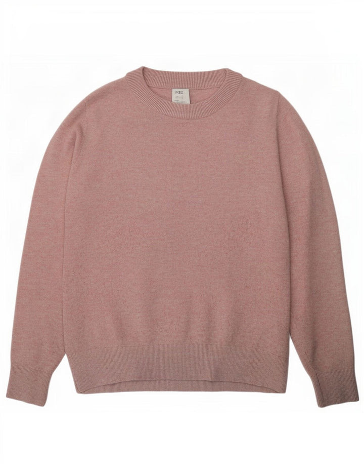 Marks & Spencer Damski sweter z okrągłym dekoltem, UK 10, mały, różowy poliester
