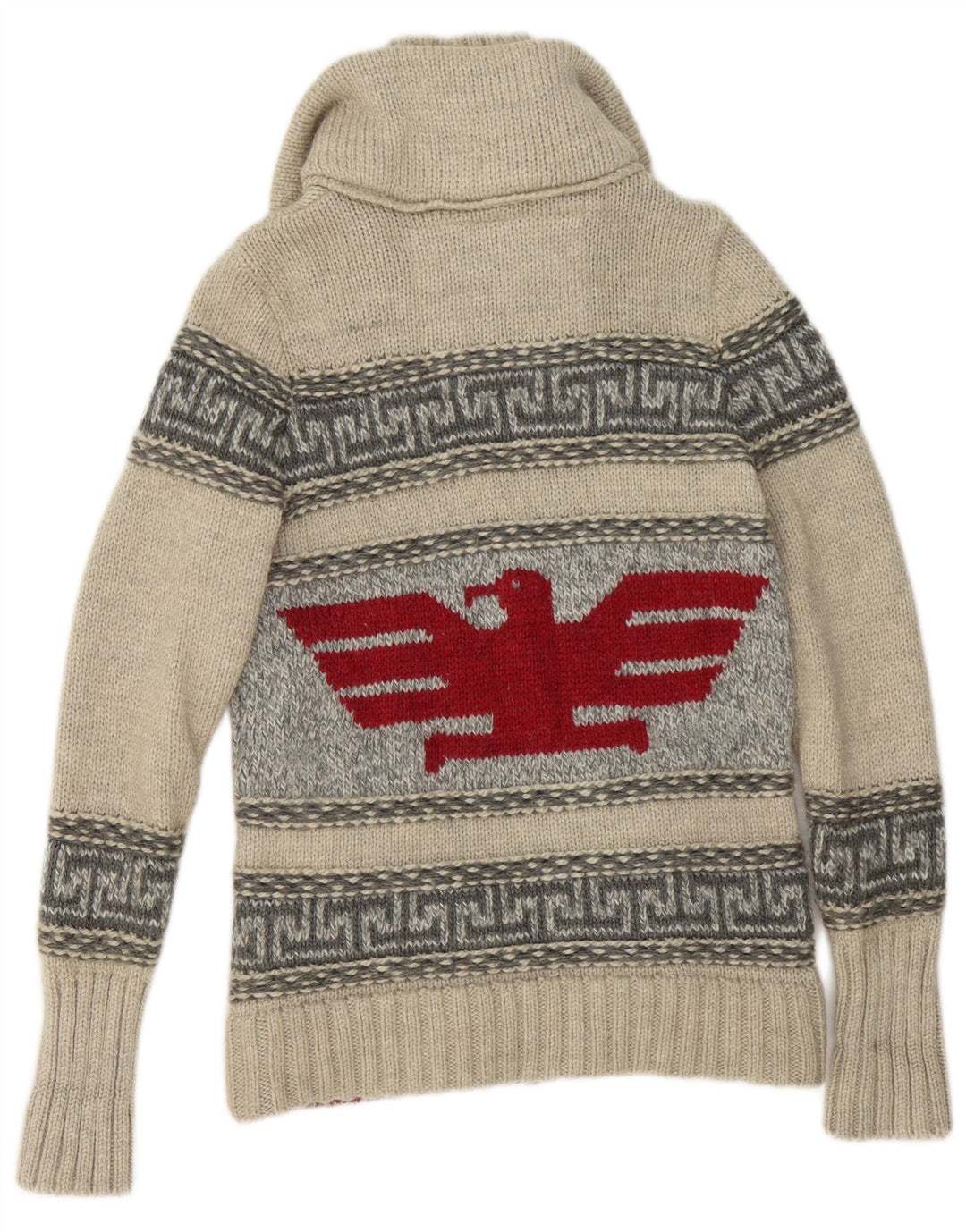 Męski sweter rozpinany Superdry z graficznym zamkiem błyskawicznym, mała, szara, geometryczna wełna