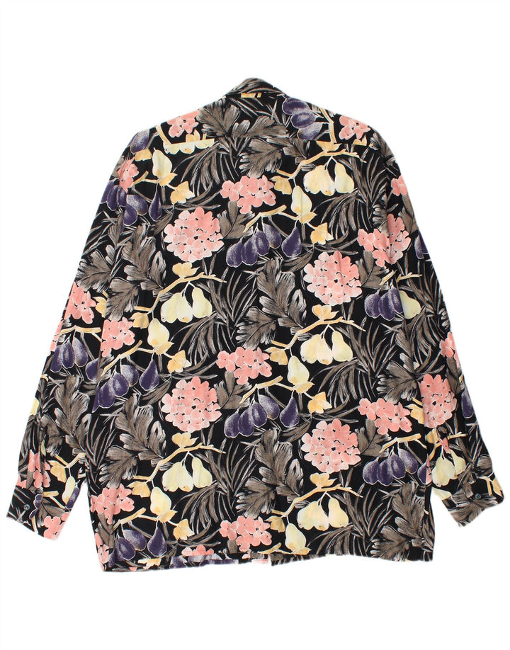 Męska koszula pulowerowa ELSBACH rozmiar 41/42, duża czarna wiskoza w kwiaty