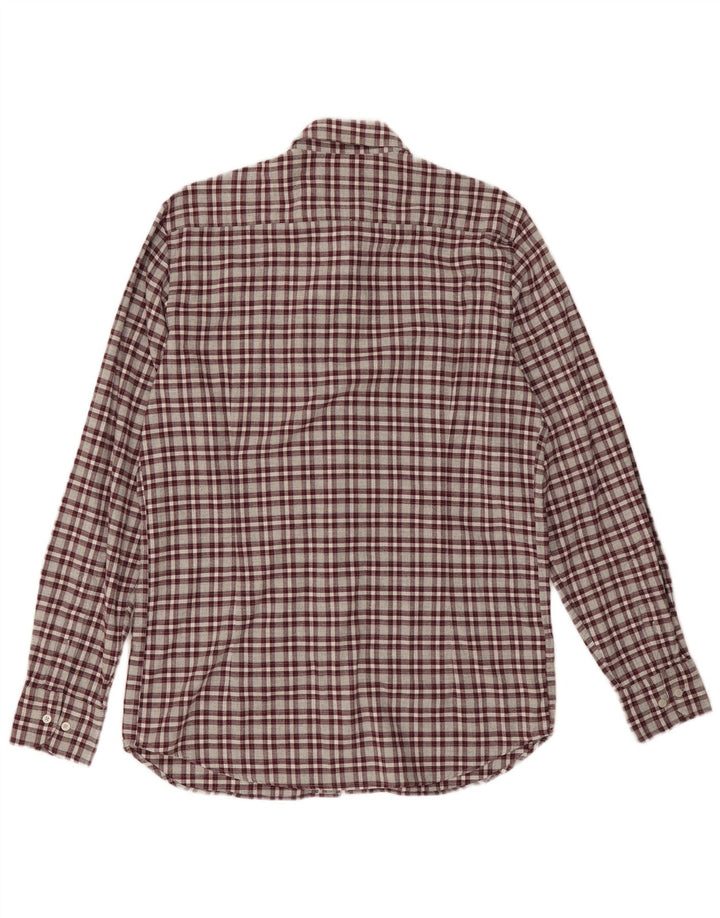 Męska koszula flanelowa Massimo Dutti, bawełniana w średnią bordową kratkę