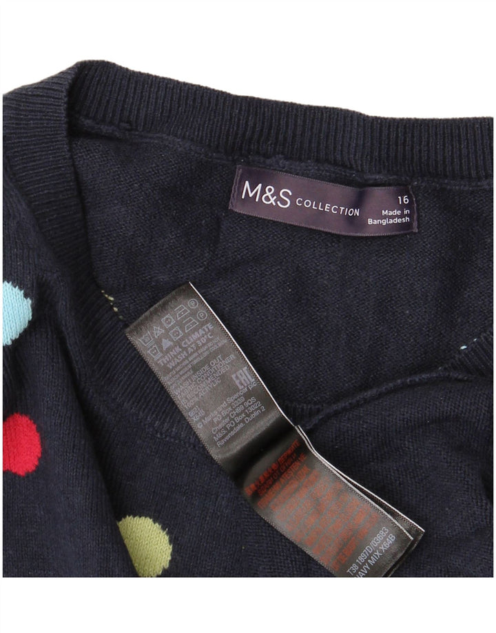 MARKS & SPENCER Damski sweter z okrągłym dekoltem UK 16, duży, granatowy