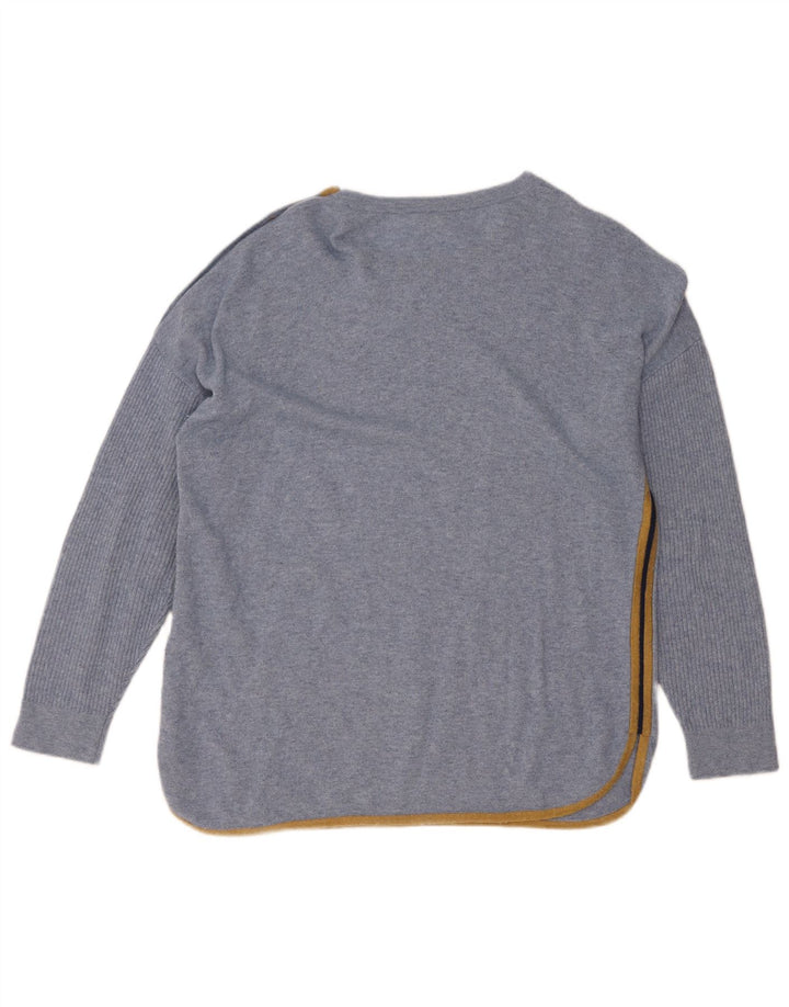 Damski sweter z dekoltem w łódkę White Stuff UK 14, duży, niebieski, wiskoza