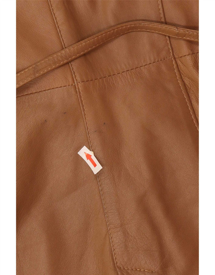 Vintage damski płaszcz skórzany UK 12 średni brąz klasyczny