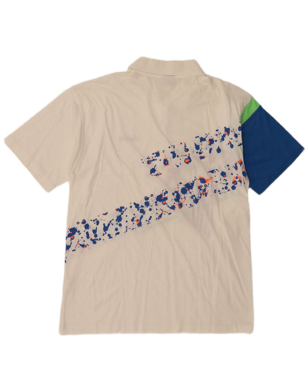 Męska koszulka polo z grafiką Diadora IT 54 XL, biała bawełna z blokami kolorów