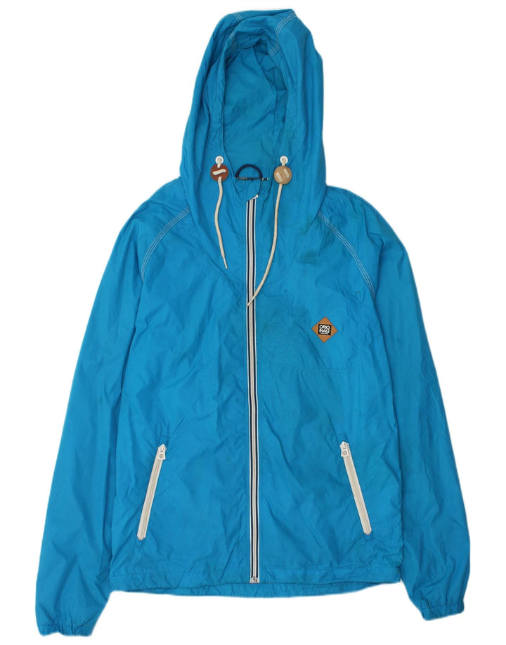 Męska kurtka przeciwdeszczowa z kapturem Jack & Jones UK 36 Small Blue Nylon
