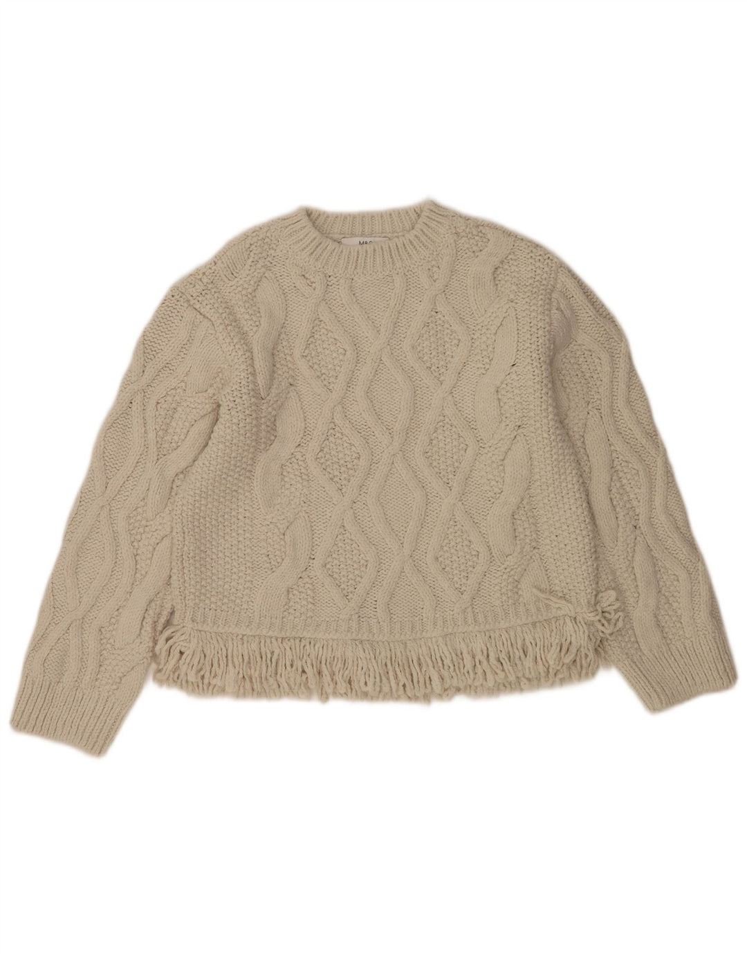 Marks & Spencer Damski sweter oversize z dekoltem w łódkę, UK 10, mały, beżowy