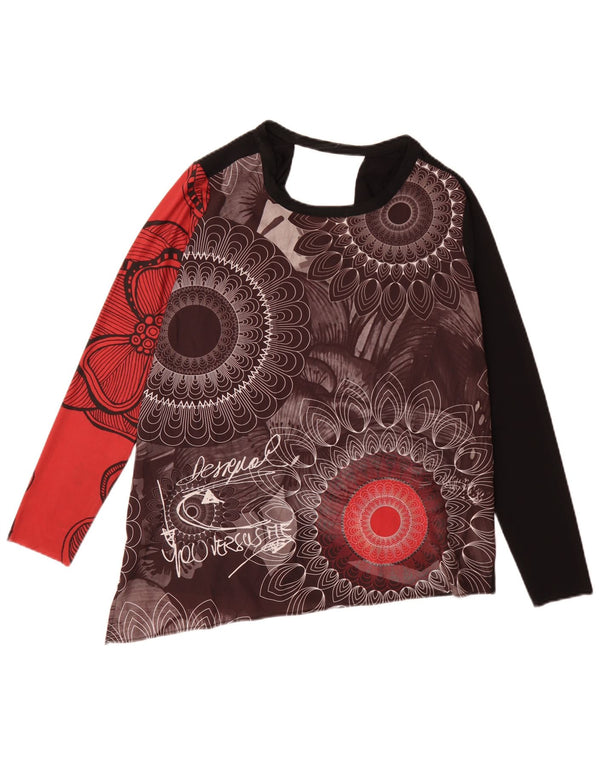 Damski graficzny top Desigual z długim rękawem, UK 14, średni, wielokolorowy w kwiaty