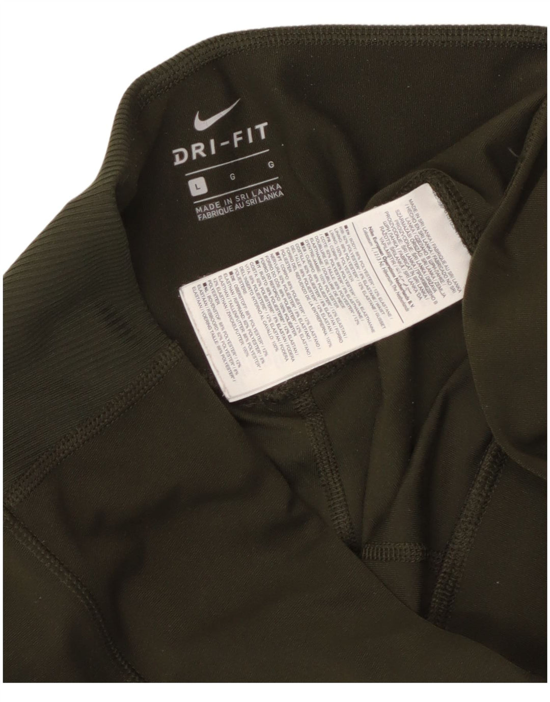 Damskie legginsy Nike Dri Fit UK 14, duże, poliestrowe w kolorze khaki