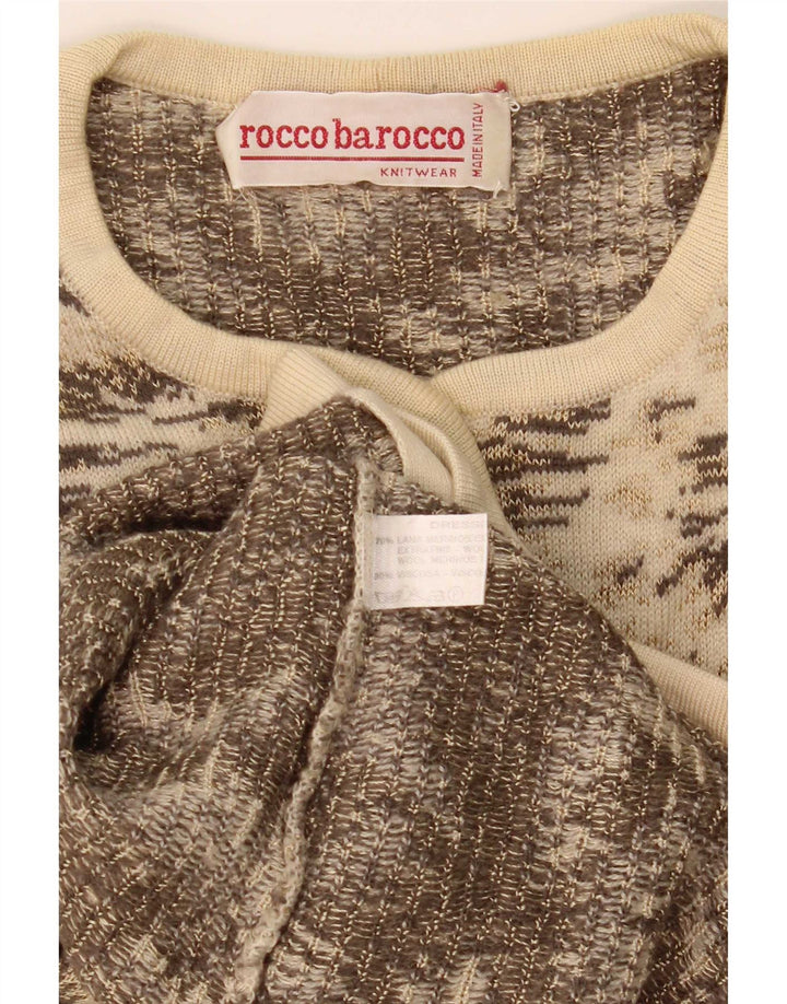 Damski sweter rozpinany Roccobarocco z abstrakcyjnym wzorem UK 8 Small Beige