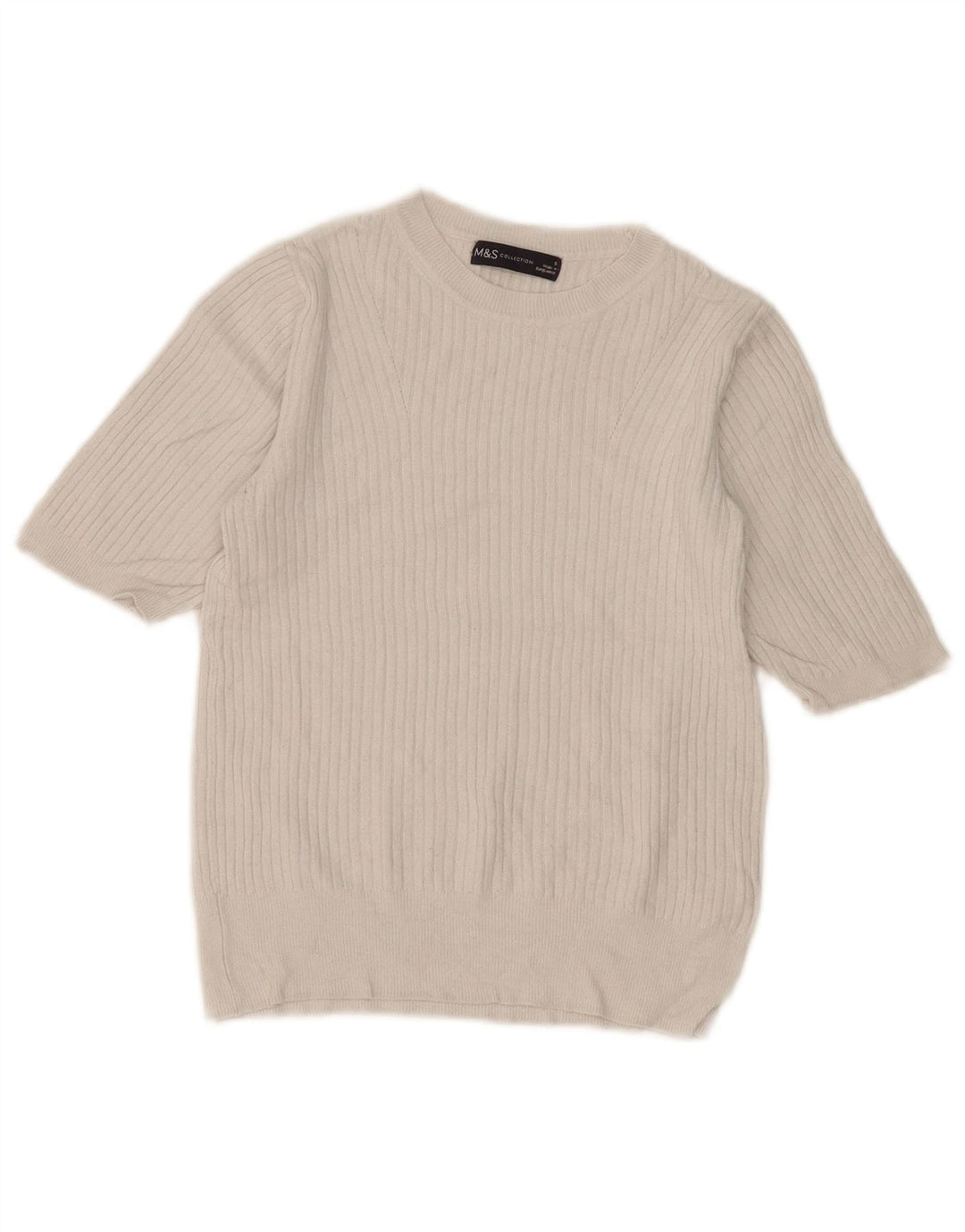 Marks & Spencer Damski sweter z dekoltem w łódkę, UK 8, mały, biały