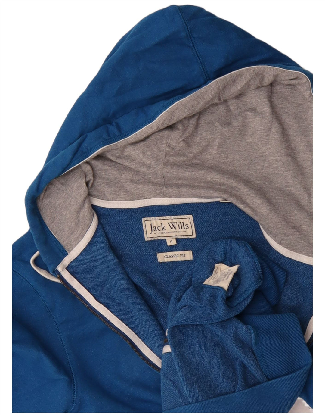 JACK WILLS Męski sweter z kapturem i zamkiem Salcombe Devon, mały, niebieski