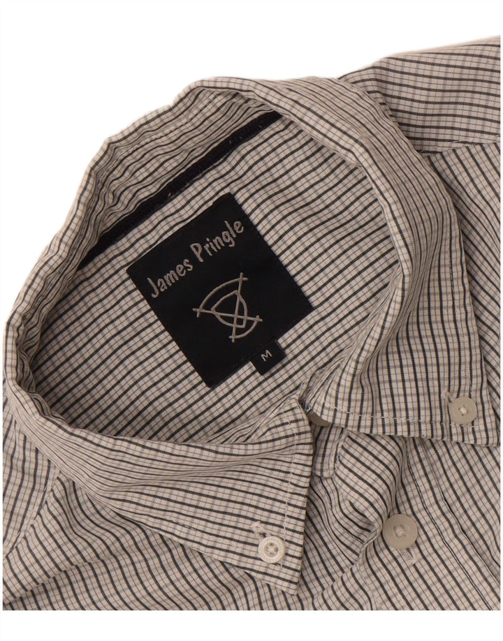 JAMES PRINGLE Mens Short Sleeve Shirt Medium Grey Check