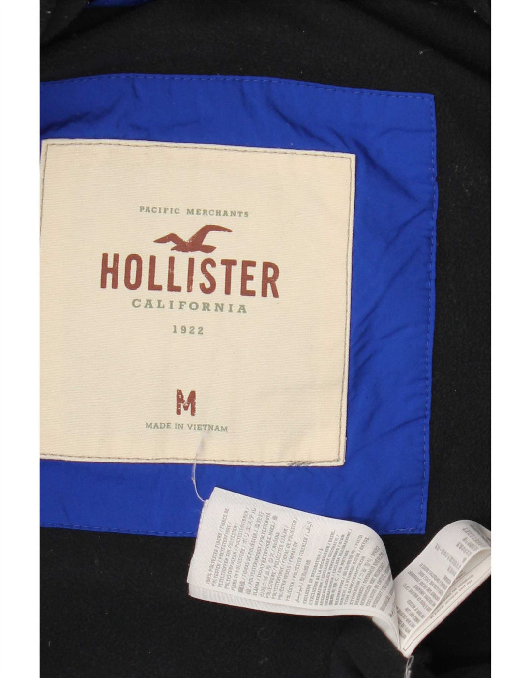 Męska wyściełana kamizelka Hollister UK 38, średni niebieski, poliester