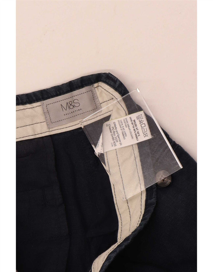 Marks & Spencer Męskie spodenki Chino W30 Średni granatowy lniany