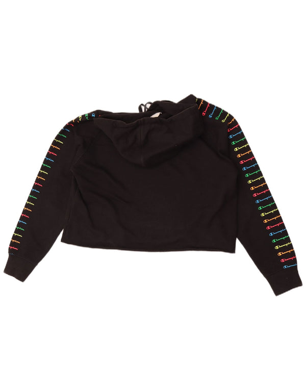 Damska bluza z kapturem Champion Crop Graphic UK 10 Small, czarna bawełna