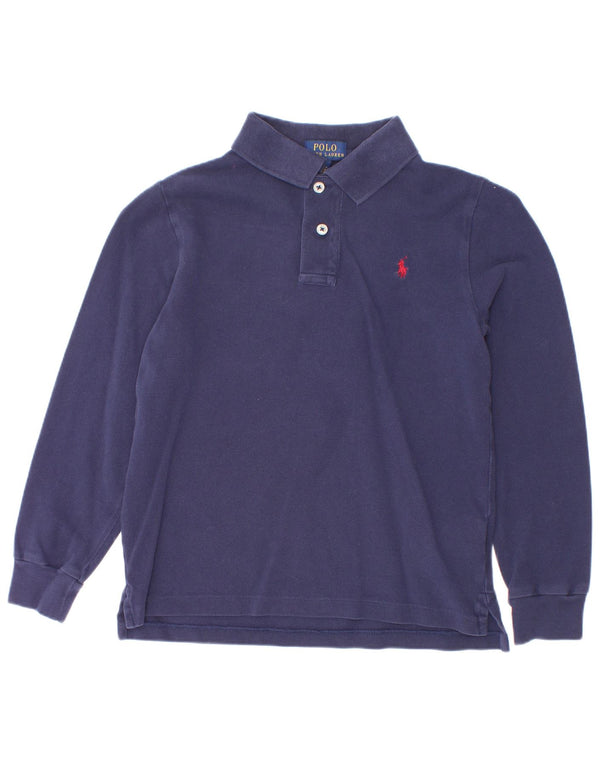 Koszulka Polo Ralph Lauren chłopięca z długim rękawem, 6-7 lat, granatowa, bawełniana