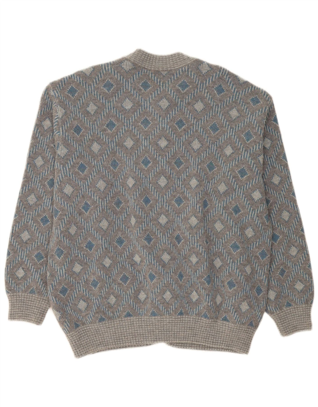 Vintage męski sweter rozpinany XL szary geometryczny