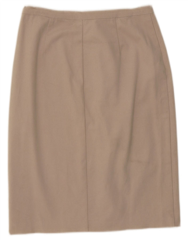 BENETTON Womens Pencil Skirt IT 42 Medium W28  Beige Cotton