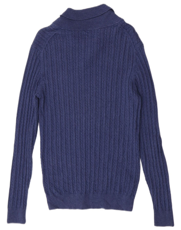 Sweter damski Massimo Dutti z szalowym dekoltem, UK 18 XL, niebieski, bawełniany