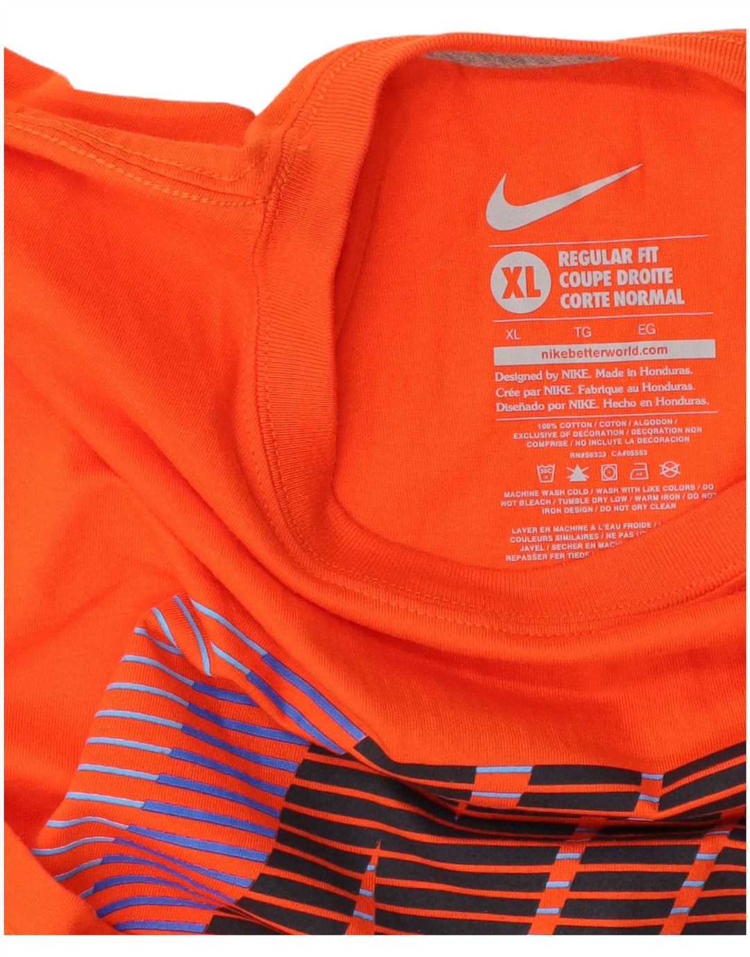 Męski T-shirt NIKE o regularnym kroju z grafiką, XL, pomarańczowy, bawełniany