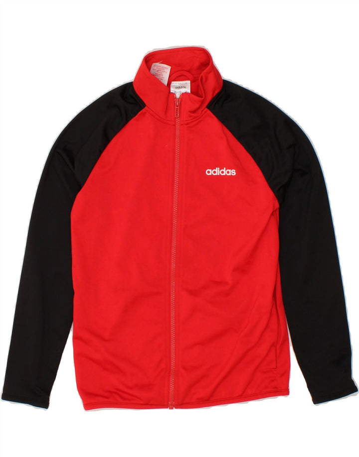 ADIDAS Boys Tracksuit Top Jacket 9-10 Years Red Colourblock Polyester Vintage Adidas and Second-Hand Adidas from Messina Hembry 