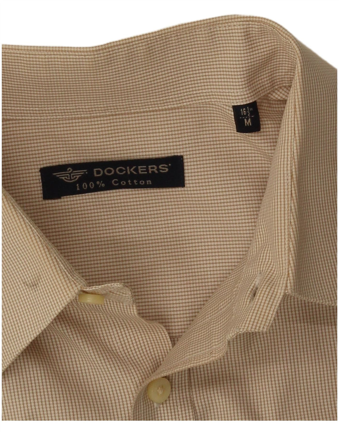 Koszula męska Dockers, rozmiar 16, 1/2, bawełna w średniej beżową pepitkę