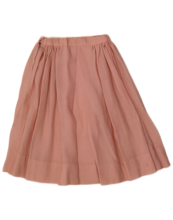 Vintage damska plisowana spódnica w kształcie litery A W20 2XS w różowe kwiaty