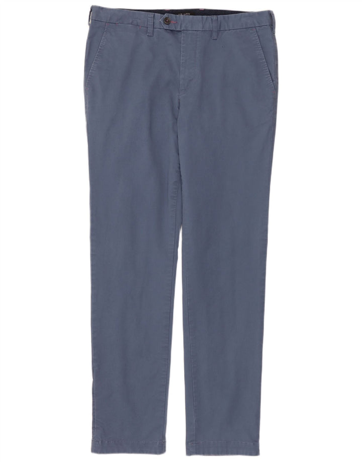 Męskie proste spodnie garniturowe TED BAKER W32 L32 Niebieskie, bawełniane
