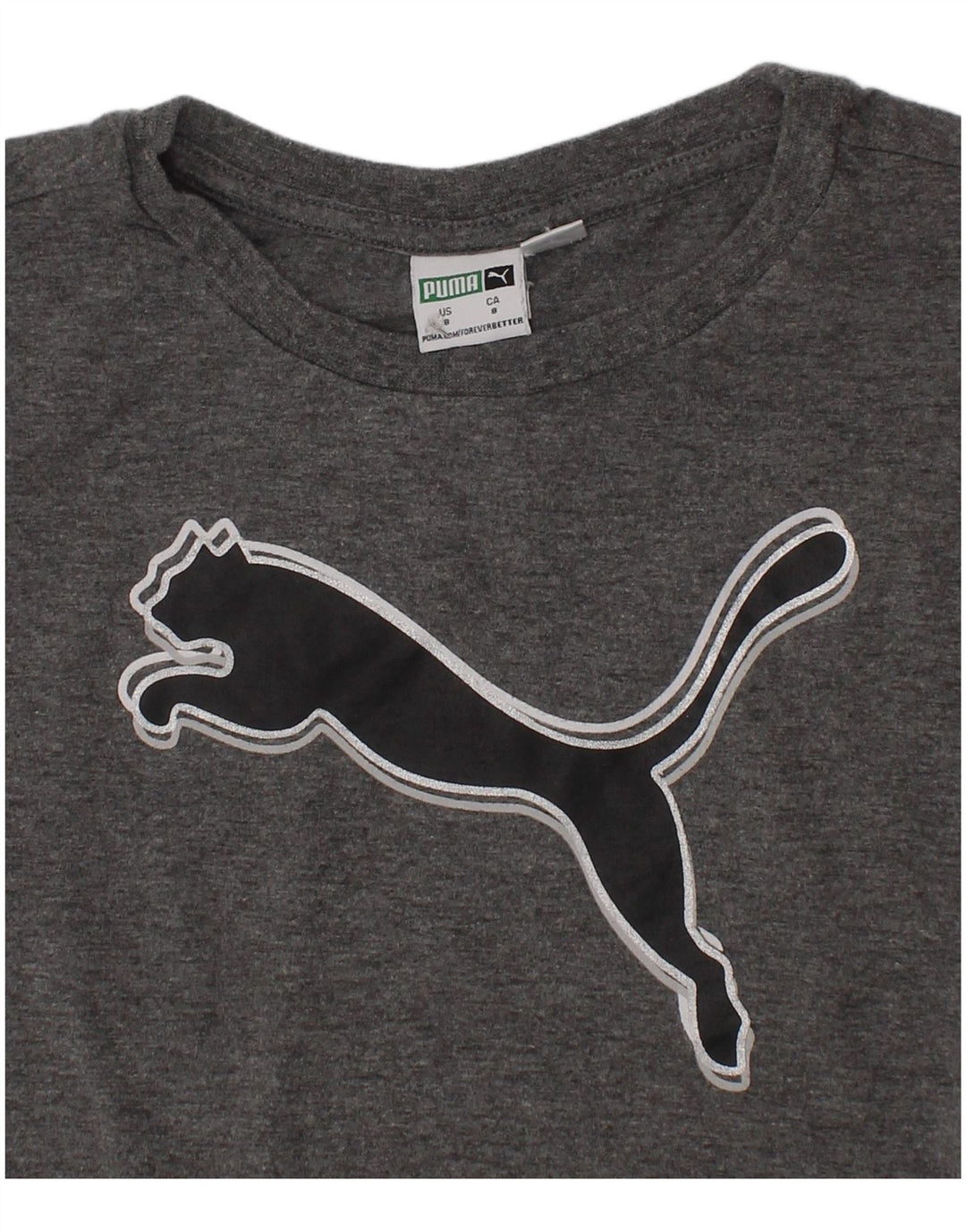 Chłopięcy T-shirt z grafiką Puma, 7-8 lat, szary