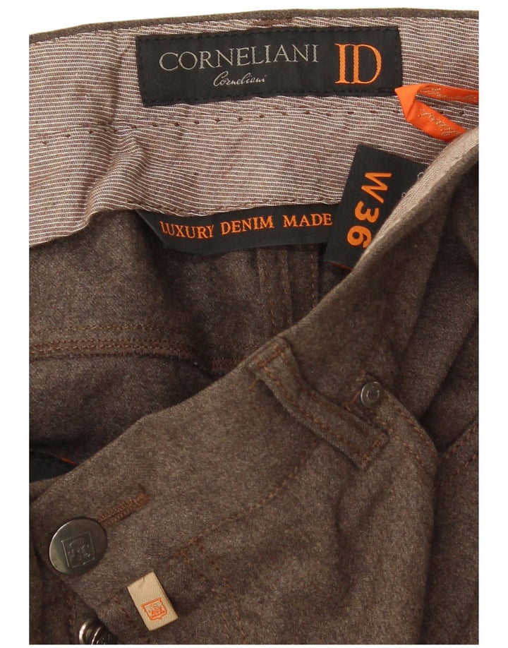 CORNELIANI Męskie proste spodnie codzienne W36 L28 Brązowa wełna
