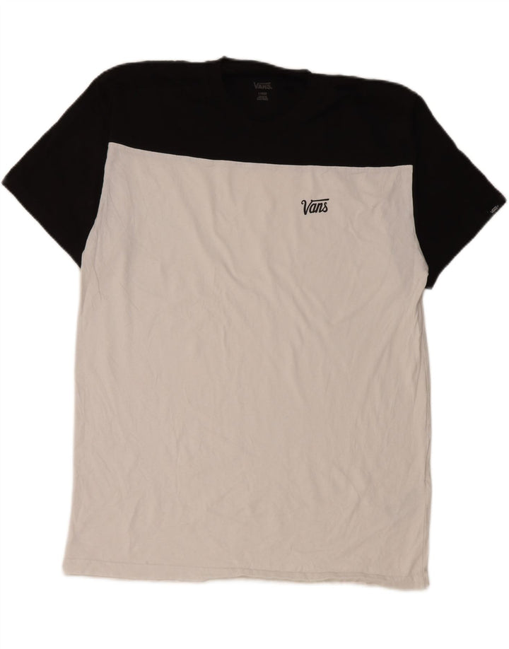 T-shirt męski Vans, duży, biały, bawełniany w bloki kolorów