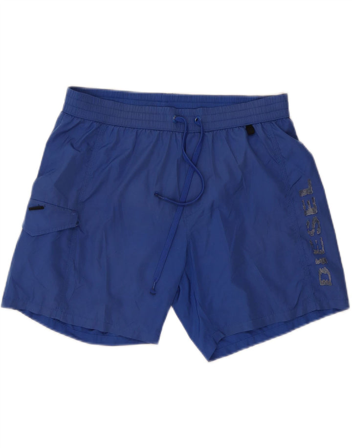 DIESEL Mens Graphic Swimming Shorts Large Blue Polyester