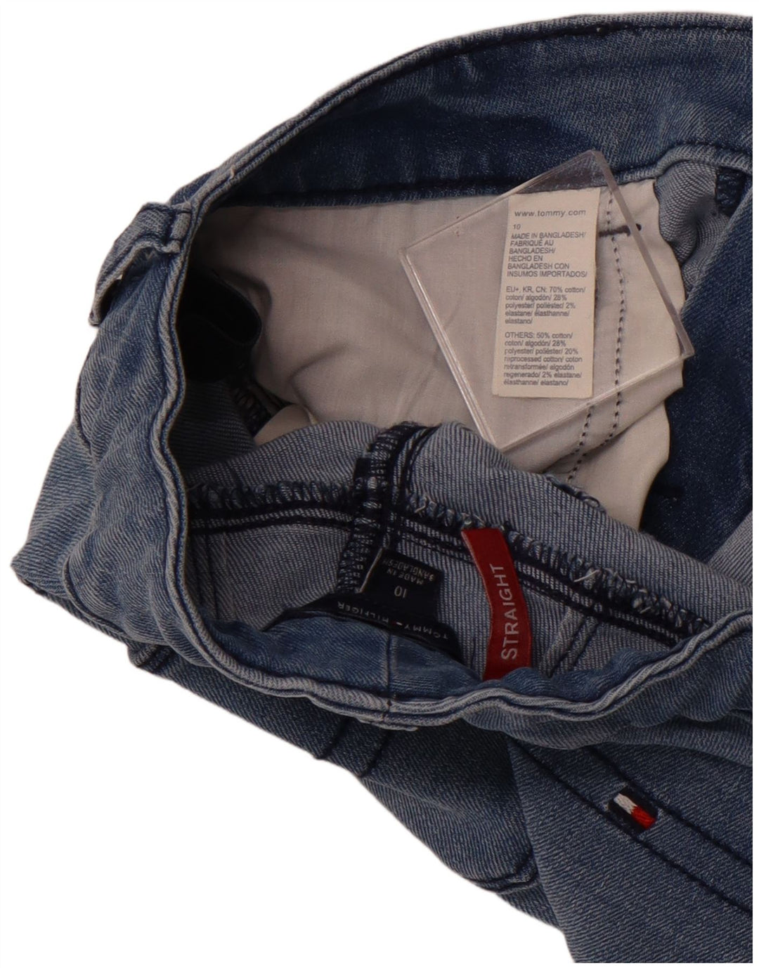 TOMMY HILFIGER Proste dżinsy dziewczęce 9-10 lat W24 L25 Granatowa bawełna