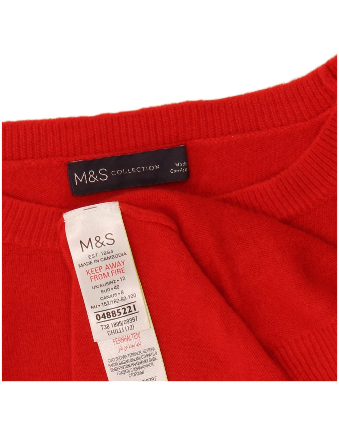 Marks & Spencer Damski sweter z okrągłym dekoltem, UK 12, średni czerwony