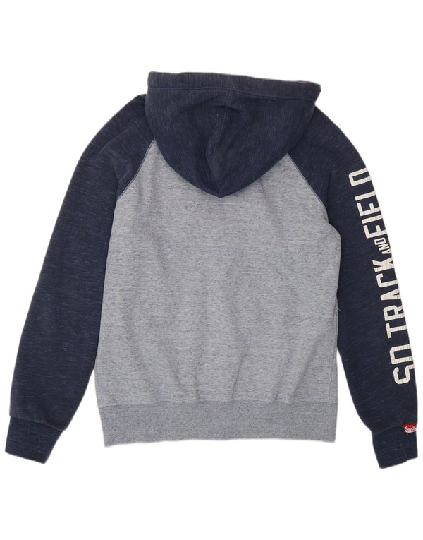 Superdry Mens Graphic Zip Hoodie Sweater Large Navy Blue Colourblock Cotton