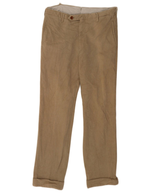 Vintage Mens Straight Chino Trousers W30 L29 Beige Cotton