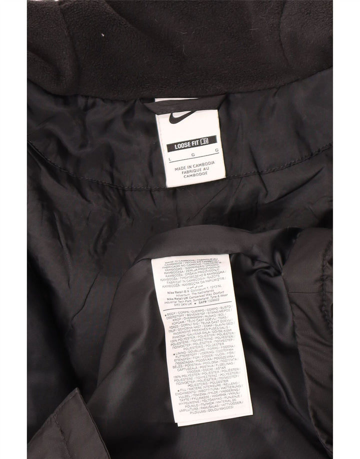 Męski płaszcz z kapturem i wyściełaną grafiką Nike UK 40, duży czarny poliester