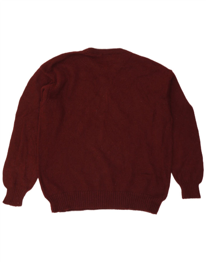 Męski sweter z okrągłym dekoltem TRUSSARDI 2XL, bordowa wełna