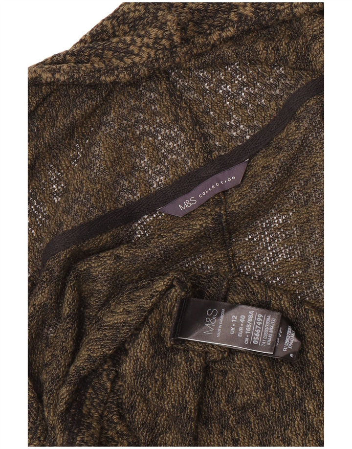 Marks & Spencer Damski sweter rozpinany z rękawem 3/4, UK 12, średni khaki